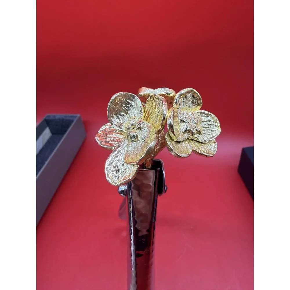 Rare Michael Aram Gold Orchid Small Lock Spring Tongs Original Box Sealed